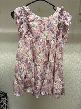 Pink Floral Tiered Ruffle Dress for Girls